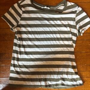 Striped Olive and White Women's Top